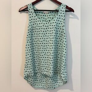 Pleione Light Green Sleeveless Blouse with Black Bird design